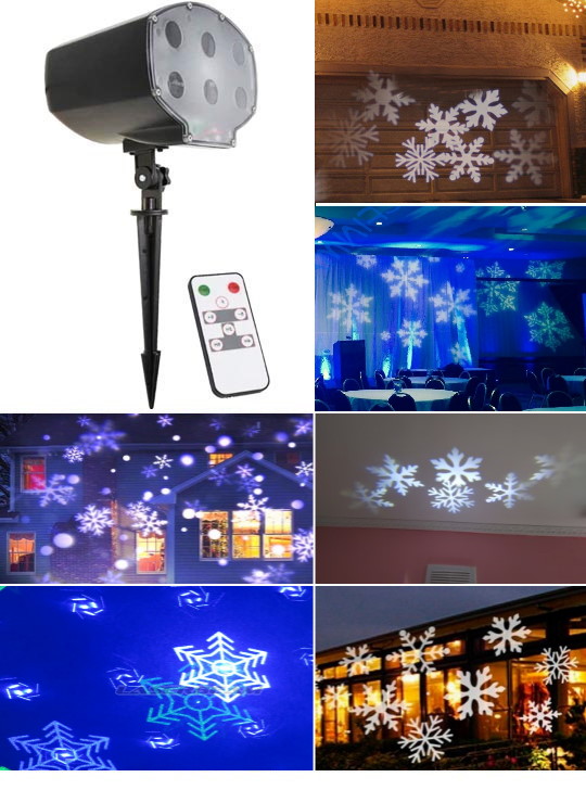 Украшение магазина снежинками - проектор (светильник) цветомузыка