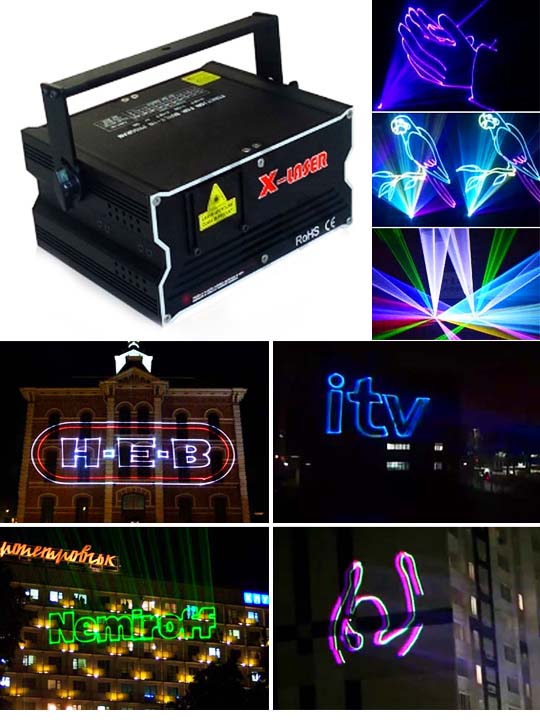 Лазерный проектор для лазерной рекламы X-LASER SHOW RGB 1W