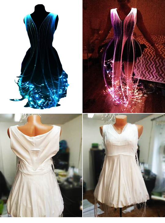 Светящееся платье из оптического волокна